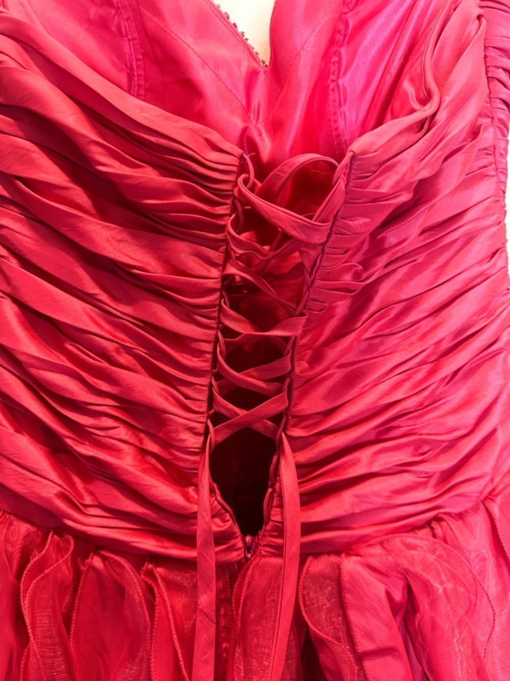 Hot Pink Formal Gown Medium Ruffled Tiered Princess Sequins - Picture 9 of 10